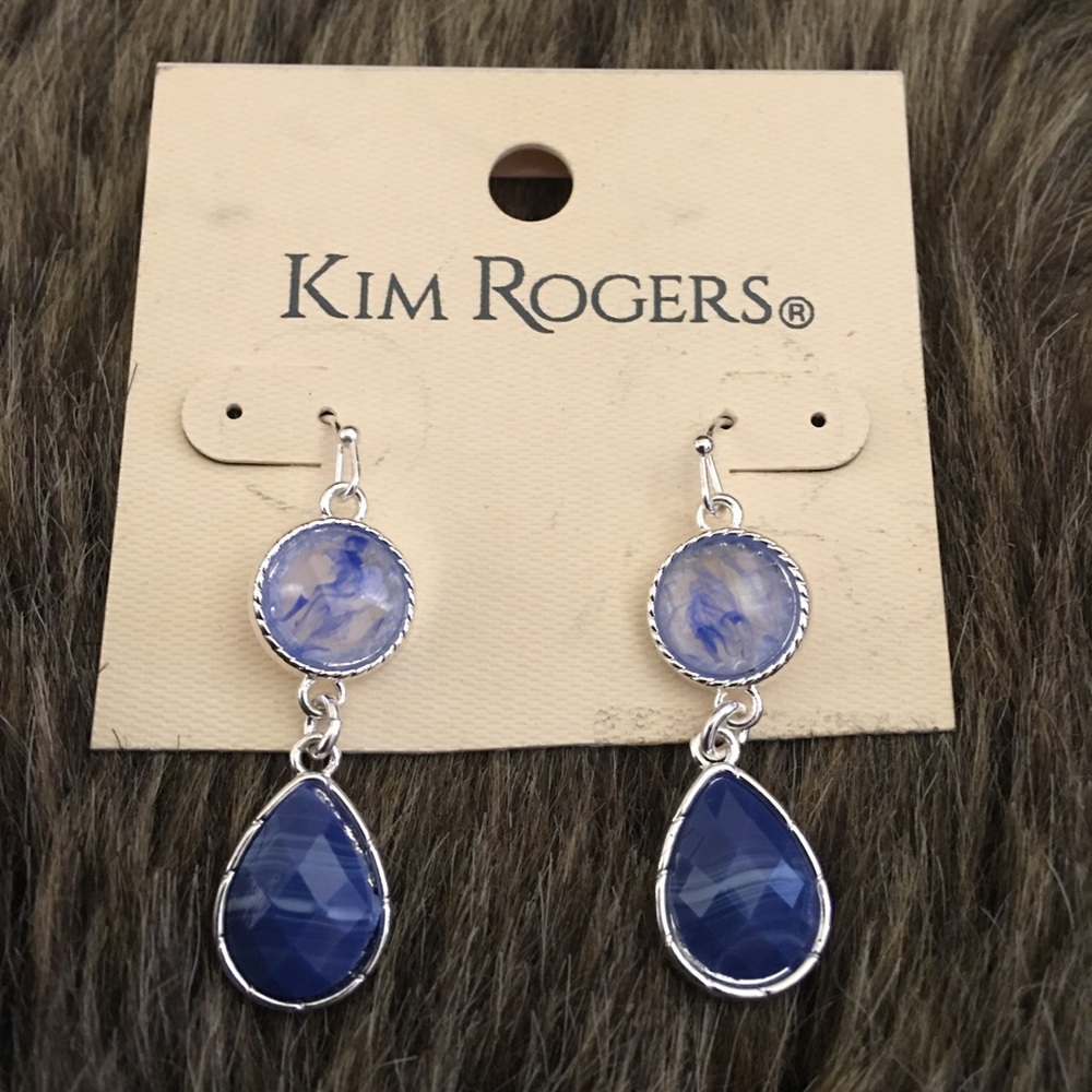 Kim Rogers blue glass stone dangle earrings